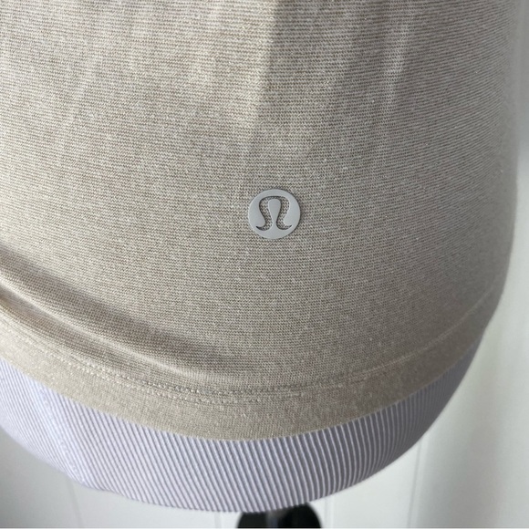 Lululemon Crescent T-Shirt Spark Gold Bone Short Sleeve Cotton Blend Twist Top 6 - Picture 7 of 11
